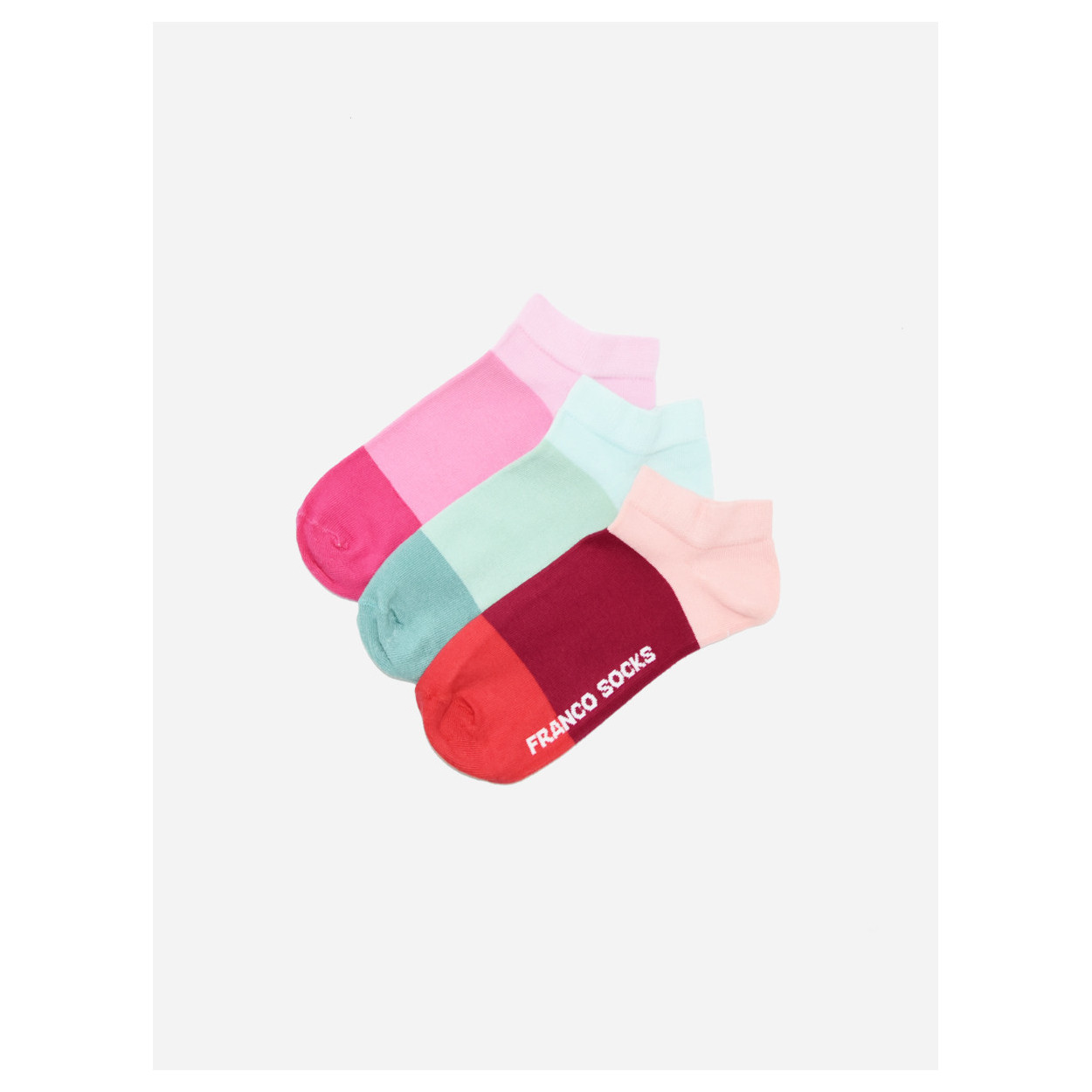 Kolorowe stopki damskie trzy kolory paski  / 3-pak
