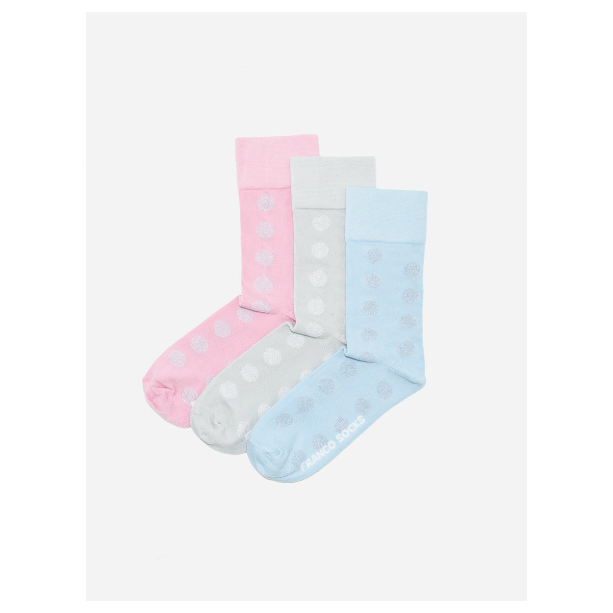 Kolorowe skarpety damskie pastelowe w brokatowe kropki / 3-pak