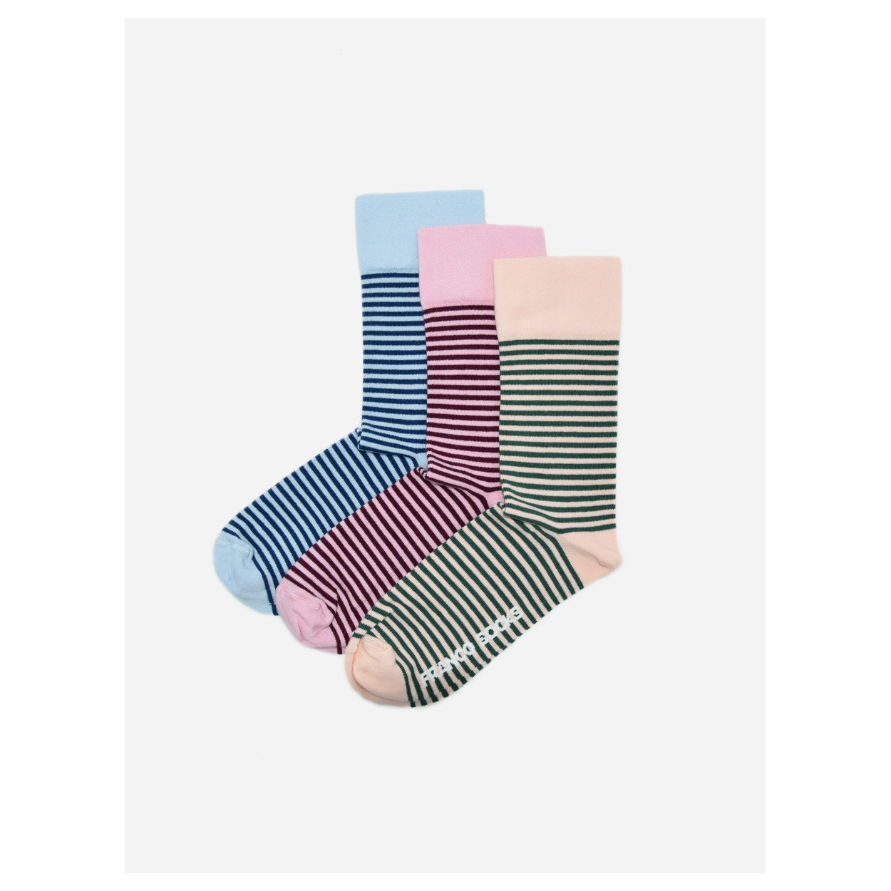 Kolorowe skarpety damskie pastelowe w czarne paski / 3-pak